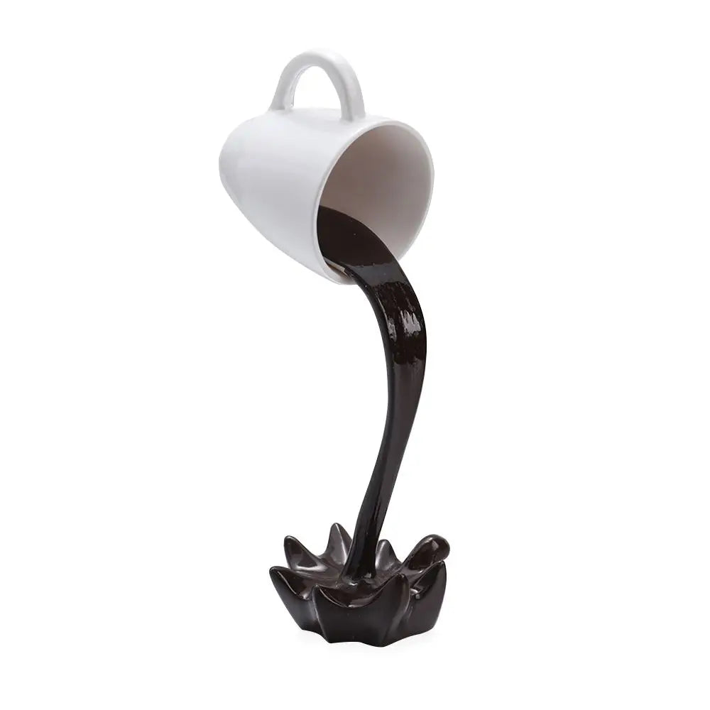 Creative Coffee Cup Design Gift For Coffee Lover Kitchen Decor Sculpture Floating Coffee Cup Pouring Liquid Coffee Mug