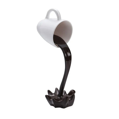 Creative Coffee Cup Design Gift For Coffee Lover Kitchen Decor Sculpture Floating Coffee Cup Pouring Liquid Coffee Mug