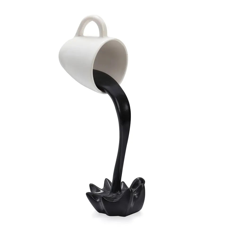 Creative Coffee Cup Design Gift For Coffee Lover Kitchen Decor Sculpture Floating Coffee Cup Pouring Liquid Coffee Mug