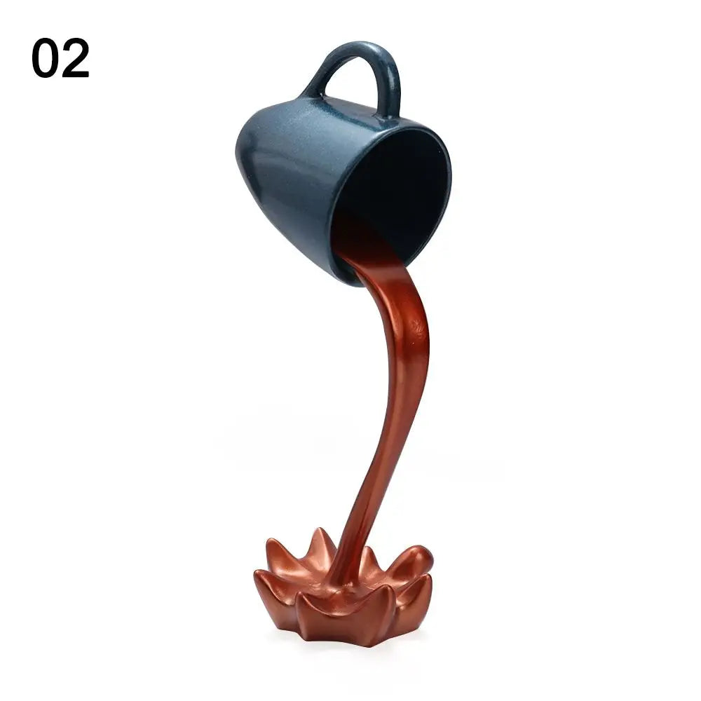 Creative Coffee Cup Design Gift For Coffee Lover Kitchen Decor Sculpture Floating Coffee Cup Pouring Liquid Coffee Mug