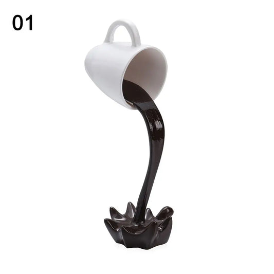 Creative Coffee Cup Design Gift For Coffee Lover Kitchen Decor Sculpture Floating Coffee Cup Pouring Liquid Coffee Mug
