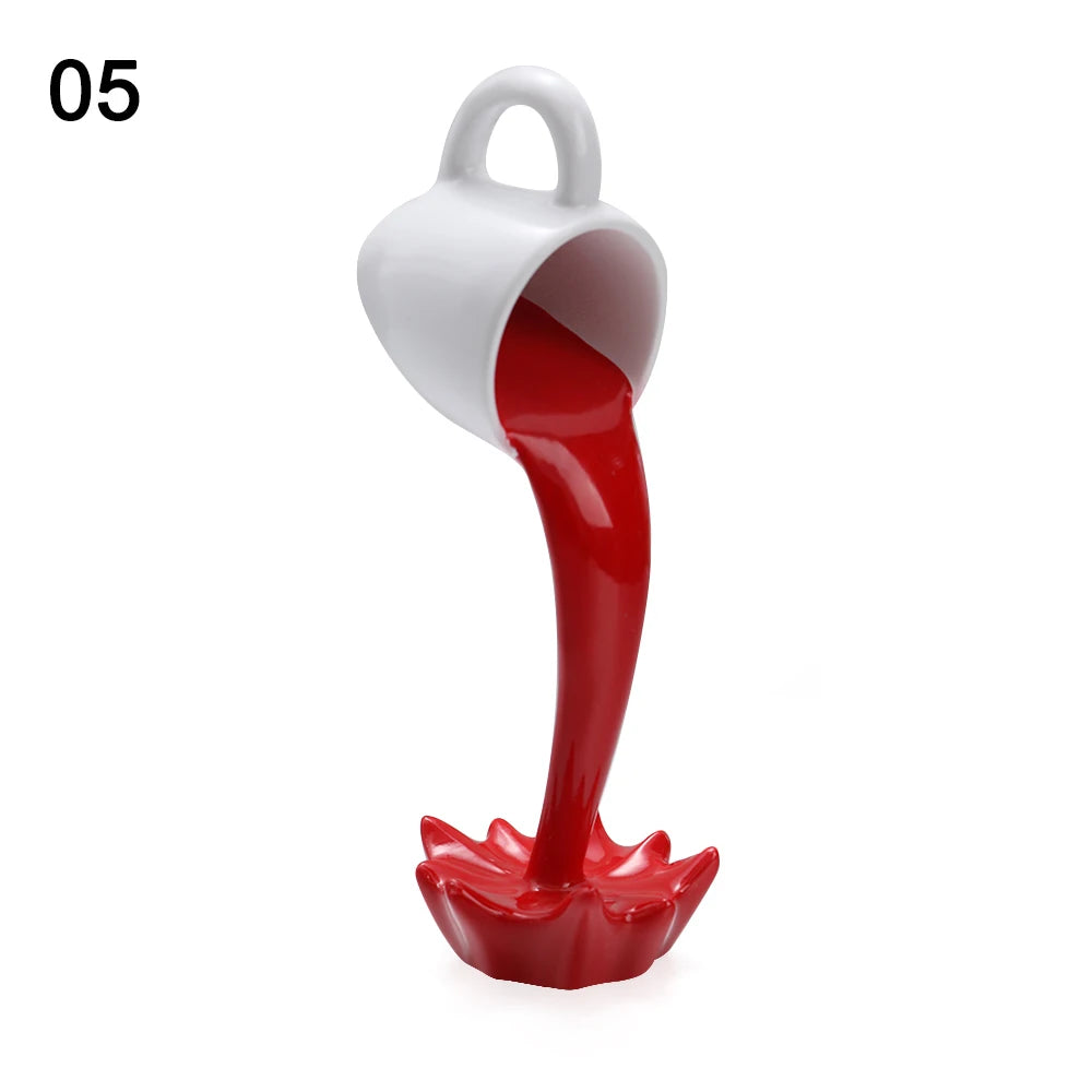 Creative Coffee Cup Design Gift For Coffee Lover Kitchen Decor Sculpture Floating Coffee Cup Pouring Liquid Coffee Mug