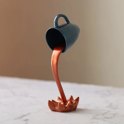 Creative Coffee Cup Design Gift For Coffee Lover Kitchen Decor Sculpture Floating Coffee Cup Pouring Liquid Coffee Mug
