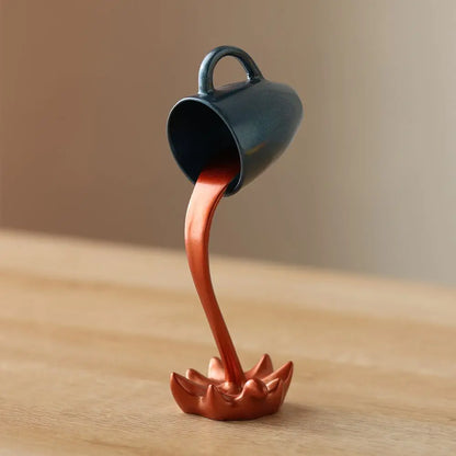 Creative Coffee Cup Design Gift For Coffee Lover Kitchen Decor Sculpture Floating Coffee Cup Pouring Liquid Coffee Mug