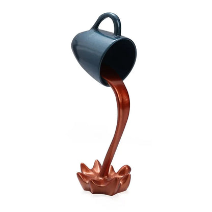 Creative Coffee Cup Design Gift For Coffee Lover Kitchen Decor Sculpture Floating Coffee Cup Pouring Liquid Coffee Mug