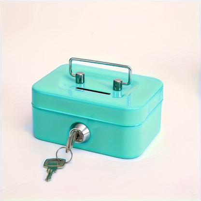 [Two Colors Optional]1pc Metal Key Lock Storage Box, Money Box, Adult Safe, Coin Safe, Adult Safe, Safe, Cash Register 4.5 * 3.8 * 2.3 Inches / 11.5 * 9.9 * 5.8 Cm