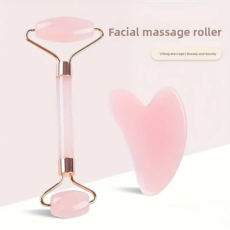 4-Season Facial Roller Set with Heart-Shaped Massager and Body Scraper, Dual-Ended Manual Beauty Tool, Plastic, No Battery Needed, Ideal for Puffy Eyes and Dark Circles, Beauty Massage Tool|Ergonomic Design|Durable Plastic Ro