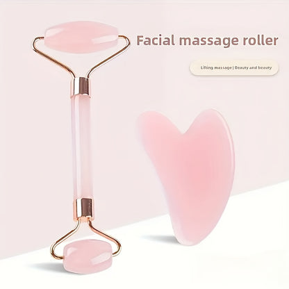4-Season Facial Roller Set with Heart-Shaped Massager and Body Scraper, Dual-Ended Manual Beauty Tool, Plastic, No Battery Needed, Ideal for Puffy Eyes and Dark Circles, Beauty Massage Tool|Ergonomic Design|Durable Plastic Ro