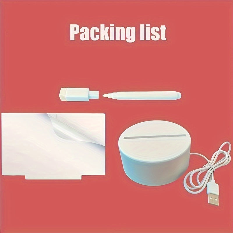 USB-Powered 3D Heart Night Lamp with Pen - Perfect for Valentine's Day, Bedroom, Living Room, or Office Decor