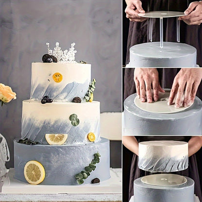 Multi-Tier Cake Layering Kit - 4 Reusable Transparent Dowels and Dividers for Elegant Wedding Baking