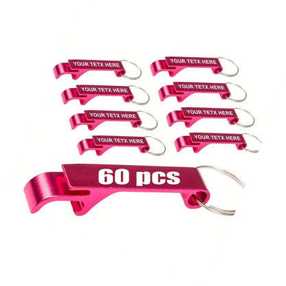 60 Pack Custom Engraved Aluminum Bottle Opener Keychains - Durable, Lightweight Metal Drink Openers with Personalized Text for Weddings, Business Events, Party Favors, Promotional Gifts