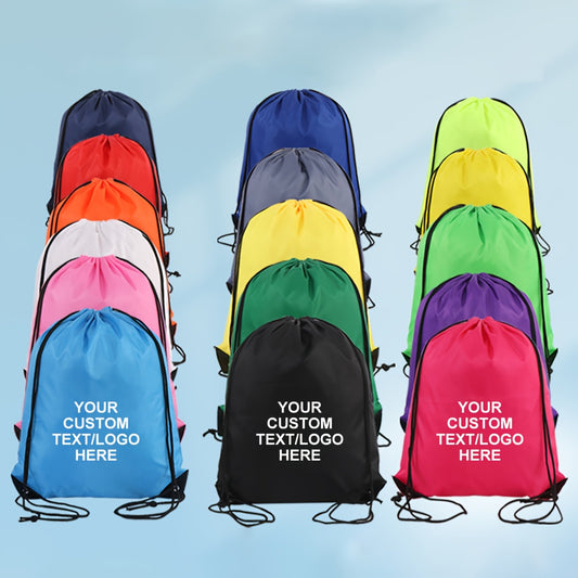 10/20pcs Customizable Polyester Drawstring Backpacks - Personalized Text/Logo, Lightweight Durable Multi-Use Bags for Weddings, Birthdays, Graduation Gifts, Events - Sky Blue, Red, Navy, Black, Event Gift Bags, Bold Visual Ap