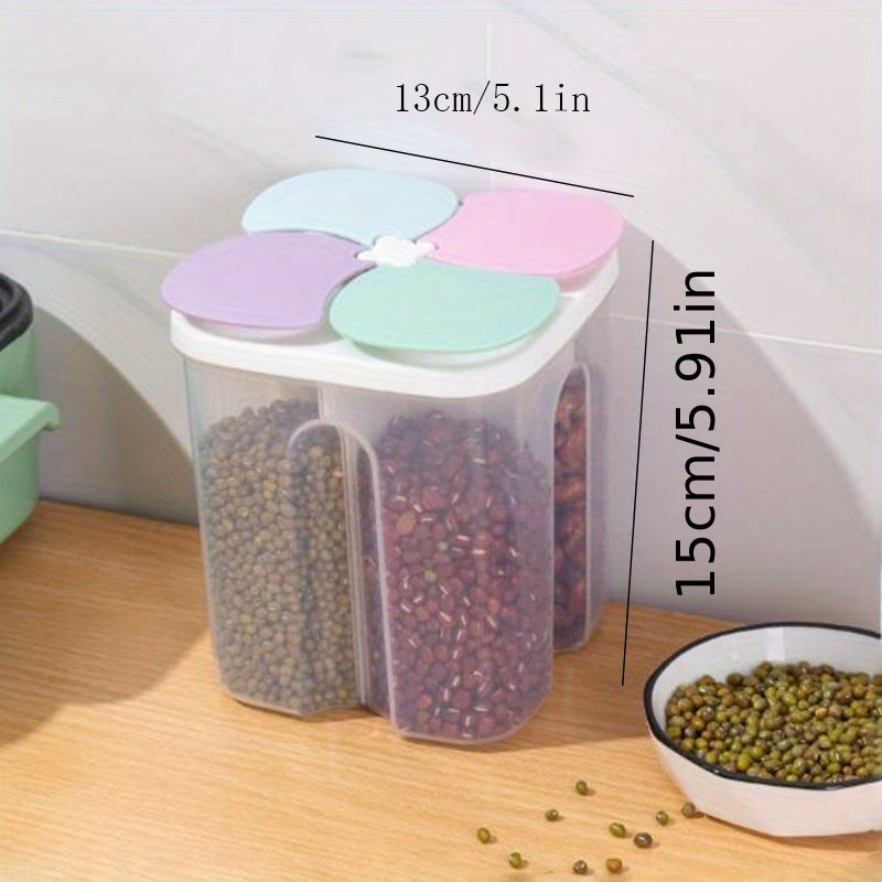 1pc Moisture-Proof Cereal Jar with Divided Compartments - Perfect for Home Kitchen Storage