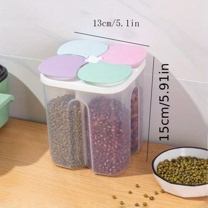 1pc Moisture-Proof Cereal Jar with Divided Compartments - Perfect for Home Kitchen Storage