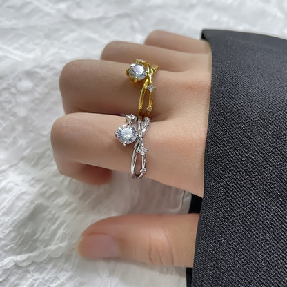 cosmic orbit planet design copper micro-inlaid synthetic Zirconia ring