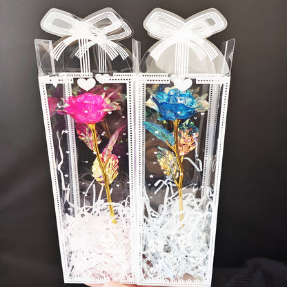 The finished product is packed with a gift box, and the simulated Golden foil artificial rose is suitable for Father's Day, Mother's Day, Graduation, May Day, Octa Boster, and creative gifts for relatives, friends, girlfriend