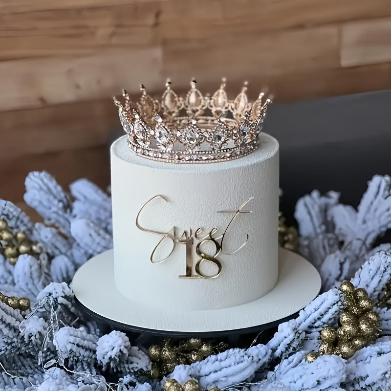 Elegant Sparkling Princess Birthday Crown Cake Topper - Golden & Diamond-Embellished Metal Design, Perfect for Youngsters' Parties, Weddings, And Celebrations, Princess Party Decorations, Princess Party Decorations Supplies f