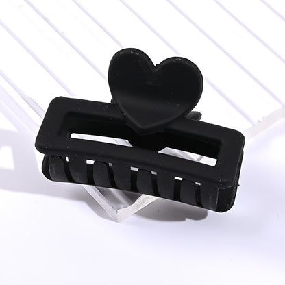 5pcs Elegant Heart-Shaped Rectangular Hair Clips - Matte Finish, Small Size, Plastic Material, Retro Style, Perfect for Valentine'S Day or Daily Use, Valentine'S Day Accessories | Elegant Hair Design | Plastic Claw Clips