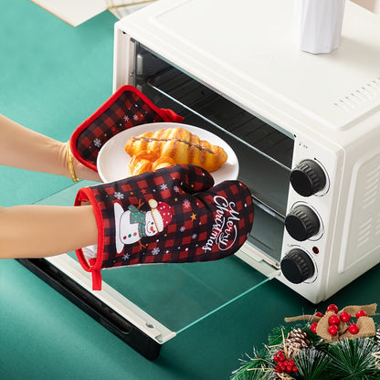 Festive Christmas Oven Mitts - 2 Pieces Set: Perfect for Baking and Cooking - Hand Wash Only - 17cm x 6.69in