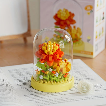 Small Particle Building Block Flower Assembly DIY Toy Home Desktop Decoration Model Holiday Gift for Mother's Day and Valentine's Day