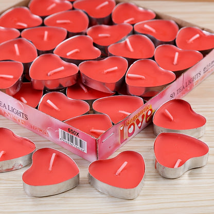 12/50 Heart-Shaped Candles - Golden & White, Single-Wick, Short Burn Time (1-4 Hours), Ideal for Valentine'S Day, Christmas, Halloween, Thanksgiving, Ramadan, and More - Perfect for Home Decor and Special Occasions, Candle De