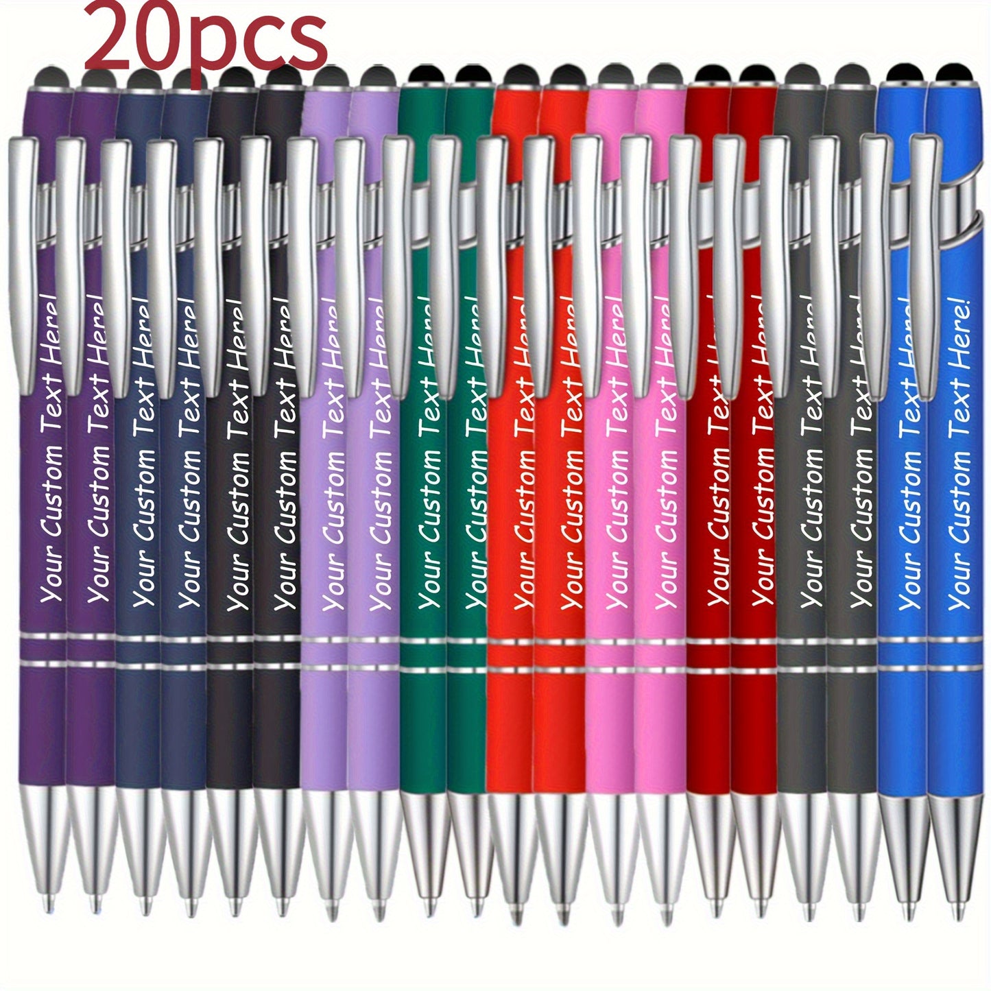 90/80/70/50/30/20pcs Customizable Engraved Ballpoint Pen Set - Personalized Text, Smooth Writing, Touch Screen Compatible, Black Metal Pen Holder, Ideal Gift for Business and School Anniversaries - No Feather Fine Tip Tools,