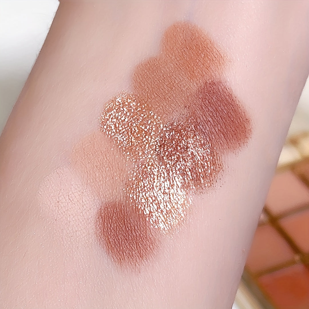 9-Color Eyeshadow Palette - Matte & Shimmery Finish, Waterproof & Sweatproof, Professional Makeup Set, Mixed Brown Tones, Long-Lasting Eye Shadow Kit