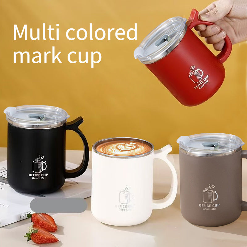 1pc 16.9oz/500ml Stainless Steel Insulated Coffee Mug with Lid & Handle - Double Layer Thermal Cup for Hot & Cold Beverages, Ergonomic Design, Keeps Drinks Hot/Cold for Hours, Durable & Stylish Student/Office Use, Coffee Trav