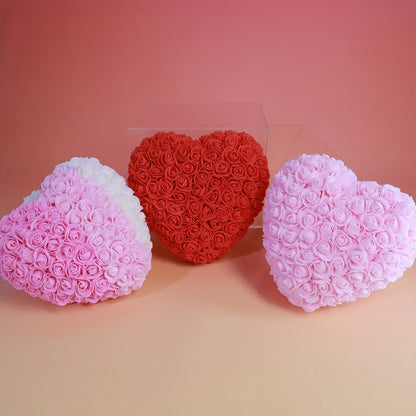 15cm 3D Romantic Heart-Shaped Artificial Rose - Realistic Polyurethane Flower for Valentine'S Day, Mother'S Day, Graduation, Teacher'S Day & Birthday Gifts - No Maintenance Home Decor, Bedroom Tabletop Decoration, Romantic Gi