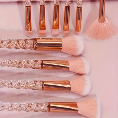 10pcs round makeup brush set, nylon bristle, ABS plastic handle, alcohol free, easy to use, basic color, eyeliner, eye shadow, lip brush, Independence Day gift