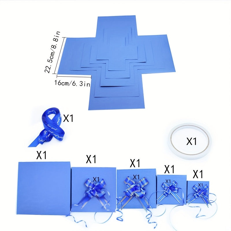 1 Surprise Gift Box Set with Lid, Suitable for Birthdays, Valentine'S Day, Weddings and Proposals, etc. - Multifunctional DIY Party Gift Packaging Kit Without Food, Multi-Compartment Display Box, Made of Paper Material