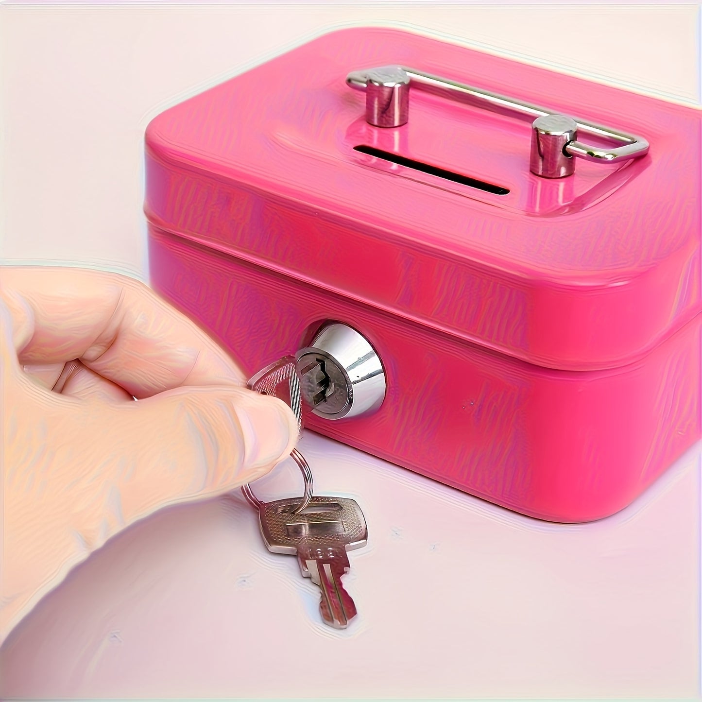 [Two Colors Optional]1pc Metal Key Lock Storage Box, Money Box, Adult Safe, Coin Safe, Adult Safe, Safe, Cash Register 4.5 * 3.8 * 2.3 Inches / 11.5 * 9.9 * 5.8 Cm