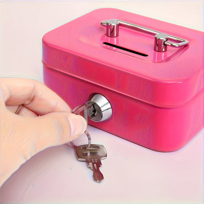 [Two Colors Optional]1pc Metal Key Lock Storage Box, Money Box, Adult Safe, Coin Safe, Adult Safe, Safe, Cash Register 4.5 * 3.8 * 2.3 Inches / 11.5 * 9.9 * 5.8 Cm