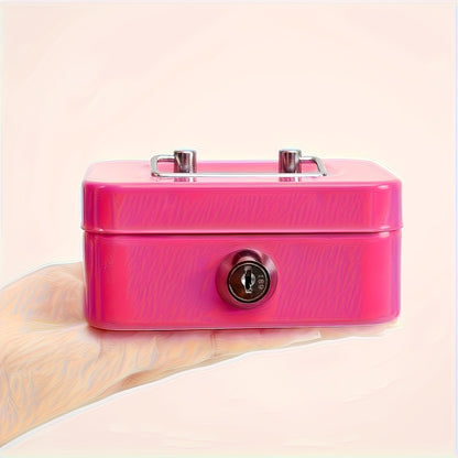 [Two Colors Optional]1pc Metal Key Lock Storage Box, Money Box, Adult Safe, Coin Safe, Adult Safe, Safe, Cash Register 4.5 * 3.8 * 2.3 Inches / 11.5 * 9.9 * 5.8 Cm