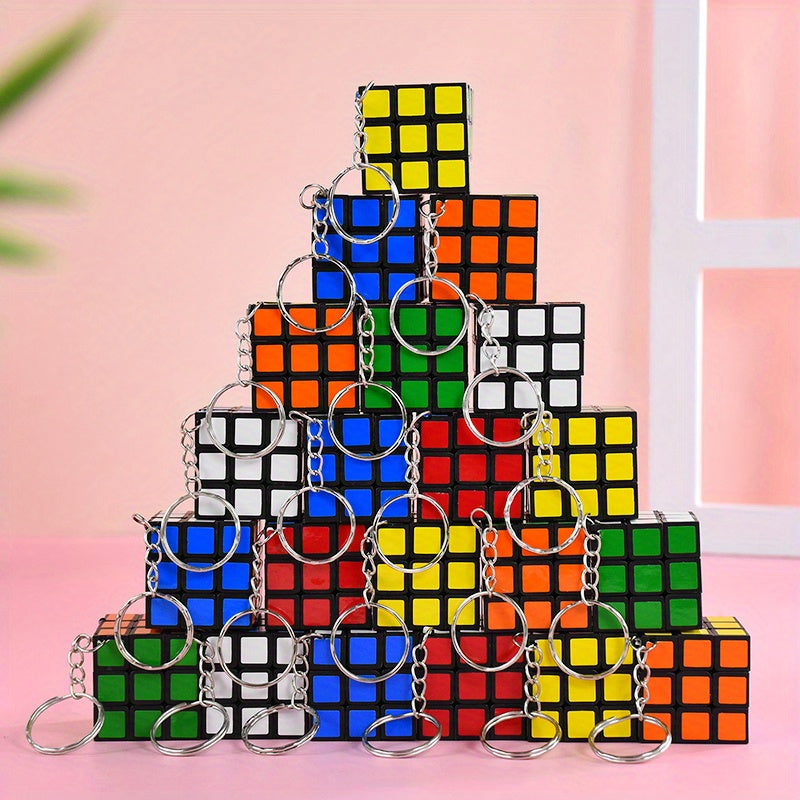 5pcs/Set Creative Mini Puzzle Cube Keychain 3X3Cm New Backpack And Key Pendant Promotional Gift Bag Accessories Wedding Birthday Party Guest Favorites Fashion Jewelry Decoration Gift, Halloween, Christmas