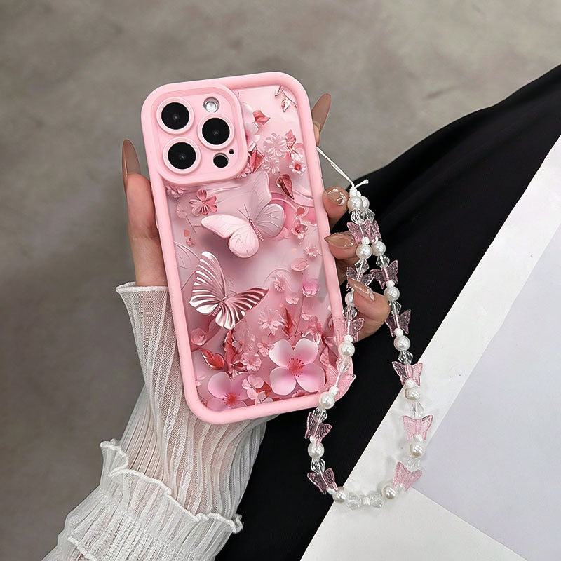 Creative Phone Case with a Pink High Bamboo Design And Strap, Compatible with for iphone Models 11, 12, 13, 14, 11 Pro Max, 12 Pro Max, 13 Pro Max, 14 Pro Max, XR, 15, 15 Pro, 15 Pro Max, 16, 16 Pro, And 16 Pro Max.