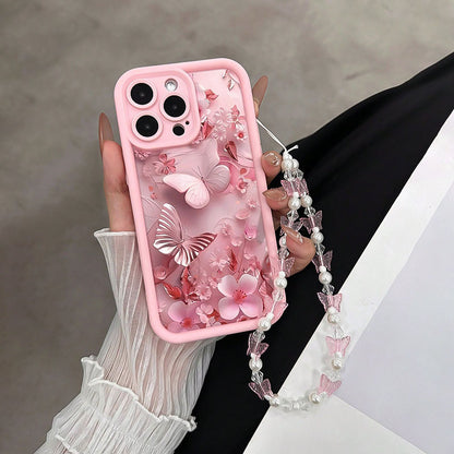 Creative Phone Case with a Pink High Bamboo Design And Strap, Compatible with for iphone Models 11, 12, 13, 14, 11 Pro Max, 12 Pro Max, 13 Pro Max, 14 Pro Max, XR, 15, 15 Pro, 15 Pro Max, 16, 16 Pro, And 16 Pro Max.