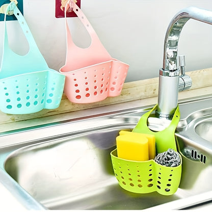 1pc Adjustable Kitchen Sink Organizer with Drain Hole - Heavy-Duty Faucet Sponge Holder, Space-Saving Countertop Storage Basket, Compatible with Sponge, Scrub Pad, Soap Bar - Under Faucet or Over Sink Installation - Durable P