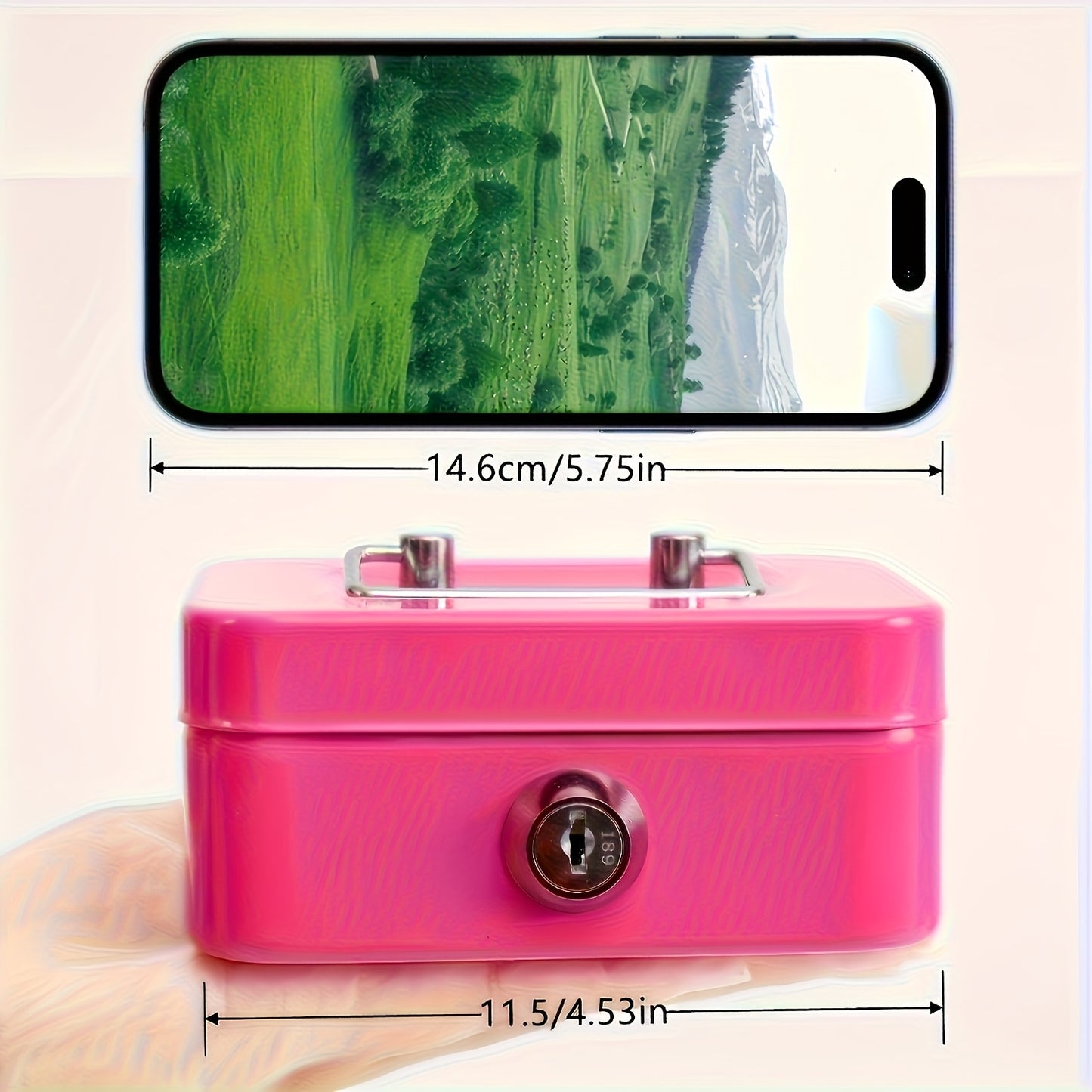 [Two Colors Optional]1pc Metal Key Lock Storage Box, Money Box, Adult Safe, Coin Safe, Adult Safe, Safe, Cash Register 4.5 * 3.8 * 2.3 Inches / 11.5 * 9.9 * 5.8 Cm
