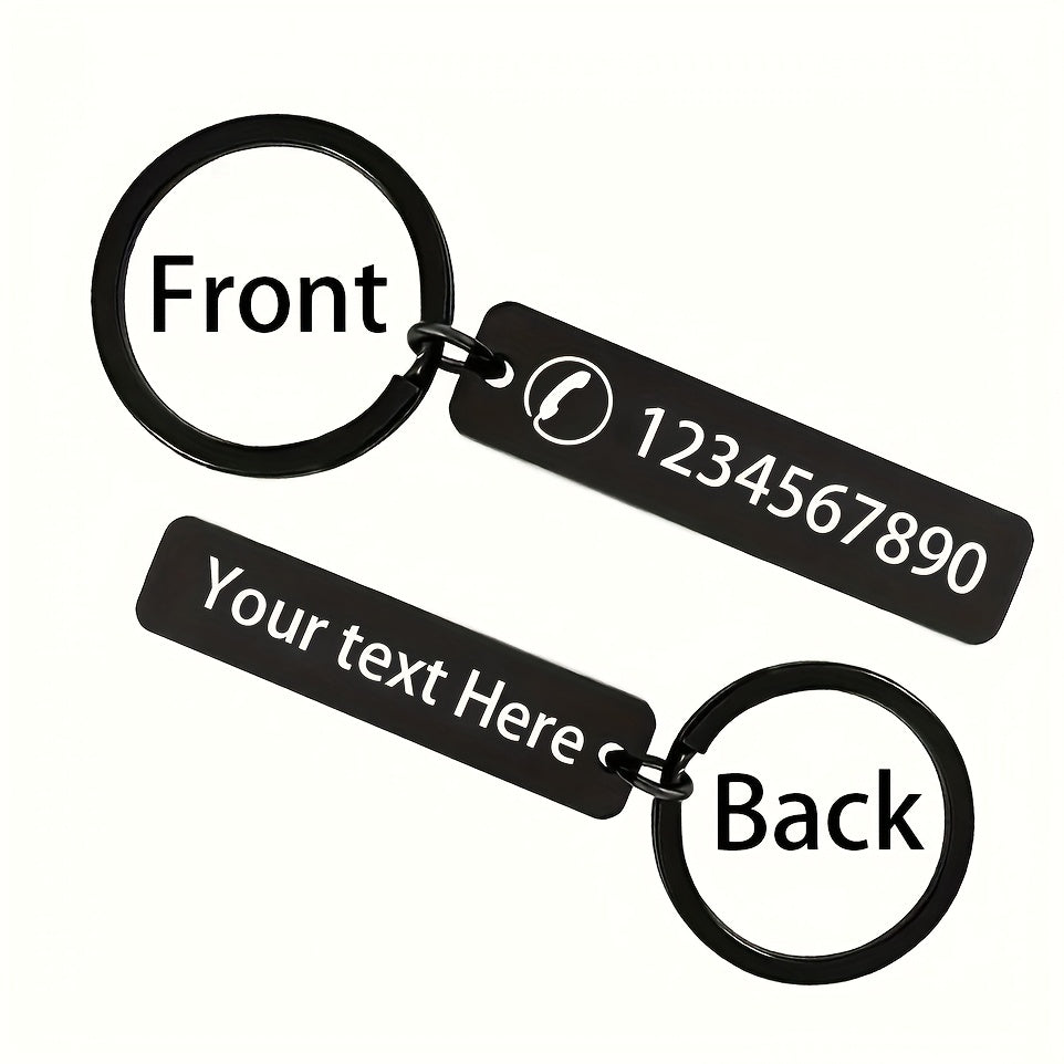 Custom Engraved Keychain - Personalized with Text/Phone/Message, Laser-Engraved Durable Metal Key Ring, Funky Style for Men's Fashion Accessories & Anti-Loss Gifts, Personalized Gifts | Classic And Enduring Design | Lasting E