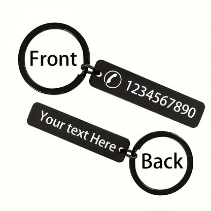Custom Engraved Keychain - Personalized with Text/Phone/Message, Laser-Engraved Durable Metal Key Ring, Funky Style for Men's Fashion Accessories & Anti-Loss Gifts, Personalized Gifts | Classic And Enduring Design | Lasting E