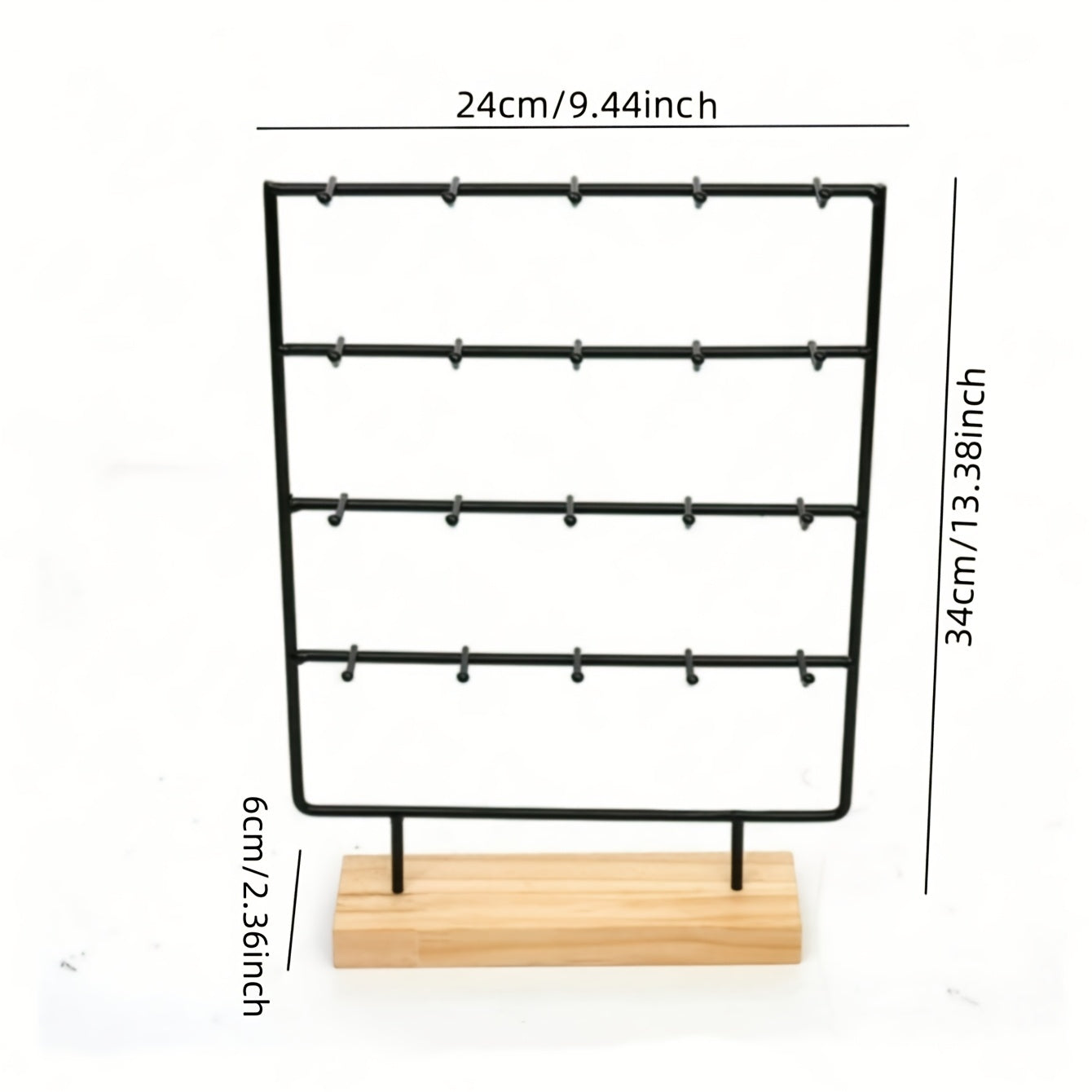 1pc Elegant Wooden Earring Display Stand with Metal Frame - Rectangular, Lacquered Finish, Perfect for Selling or Organizing Jewelry, Jewelry Display | Modern Earring Rack | Durable Jewelry Stand, Jewelry Display Rack, Jewelr