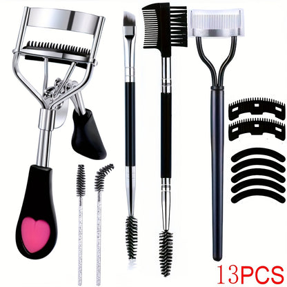 Eyelash Curler, Women's Eyebrow Brush Set, Eyelash Curler with Comb, Eyelash Comb Separator, 3-in-1 Mascara Brush, 2-in-1 Beveled Eyebrow Brush and Comb, Eyelash Curler Replacement Strip, Comb. Suitable for all eye shapes, qu