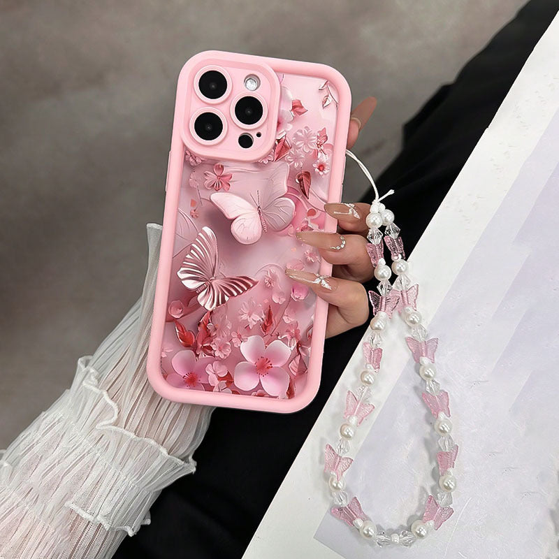 Creative Phone Case with a Pink High Bamboo Design And Strap, Compatible with for iphone Models 11, 12, 13, 14, 11 Pro Max, 12 Pro Max, 13 Pro Max, 14 Pro Max, XR, 15, 15 Pro, 15 Pro Max, 16, 16 Pro, And 16 Pro Max.