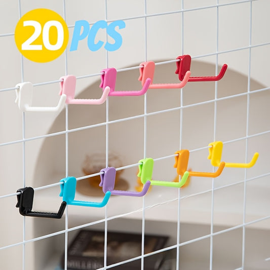 20pcs Polished Plastic Hooks for Wire Mesh Panels - Easy Install, Hanging Solutions for Home, Supermarket & Market Displays, Retail Stores, Warehouses and Home Use, Utility Hooks
