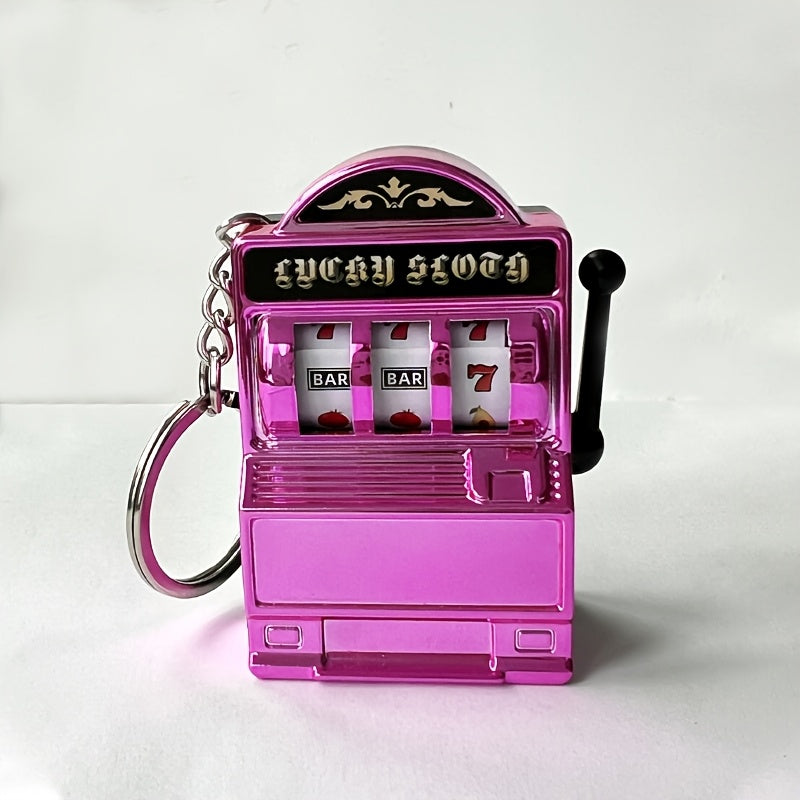 Funky Style Slot Machine Keychain, Novelty Plastic Mobile Phone Pendant, Creative Bag Charm, Unique Accessory for Gaming Enthusiasts