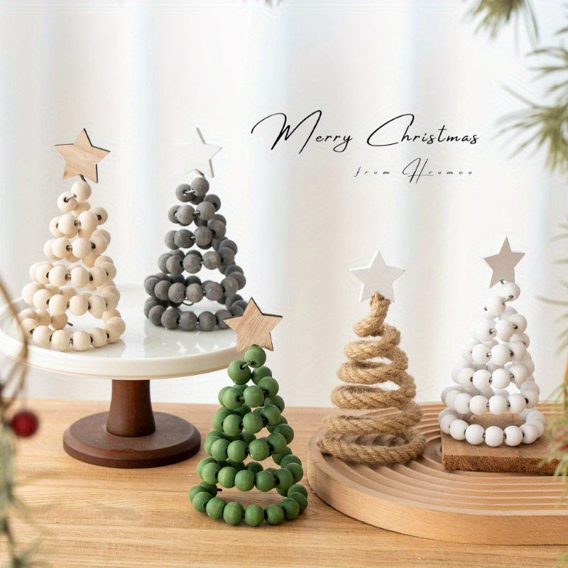 New Christmas Decoration Creative Nordic Style Wooden Christmas Tree Ornaments Desktop Display, Suitable for 4 Seasons
