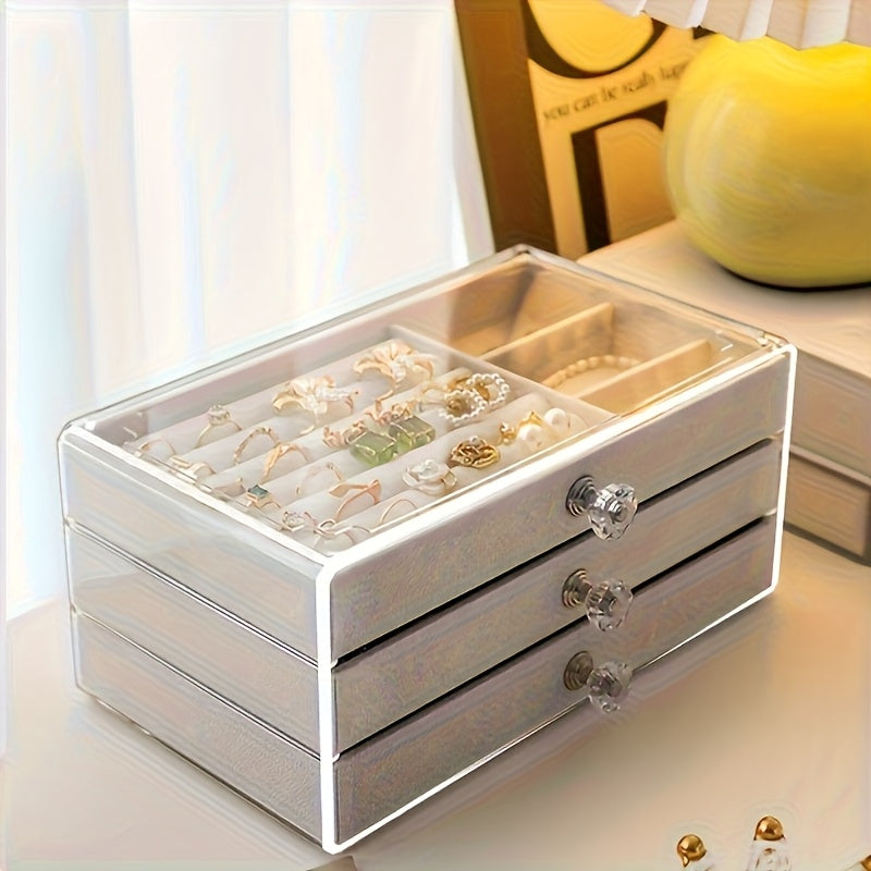 Cosmetic Storage Box - Single-Layer Acrylic Jewelry Storage Box with Drawers