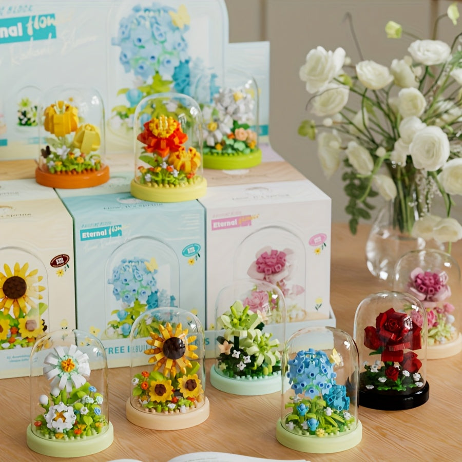 Small Particle Building Block Flower Assembly DIY Toy Home Desktop Decoration Model Holiday Gift for Mother's Day and Valentine's Day