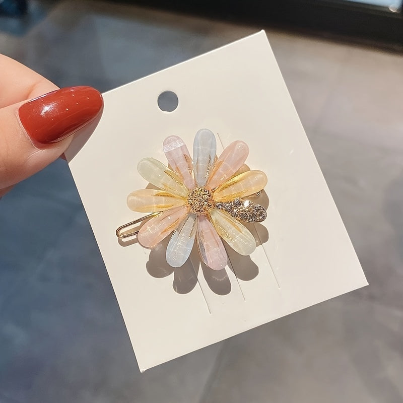 4pcs Fresh Petal Hair Clips, Flower Hairpins, Trendy Korean Style Side Clips, Hair Accessories for s, Barrette Clips